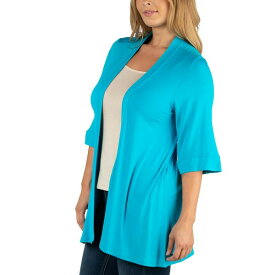24セブンコンフォート レディース ニット&セーター アウター Open Front Elbow Length Sleeve Plus Size Cardigan Turquoise