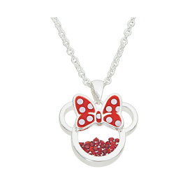 ディズニー レディース ネックレス・チョーカー・ペンダントトップ アクセサリー Minnie Mouse Womens Silver Plated Birthstone Shaker Necklace - 18+2'' July ruby red