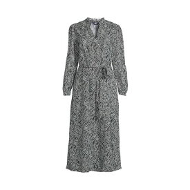 ランズエンド レディース ワンピース トップス Women's Rayon Split Neck Midi Dress Slate gray swirl paisley