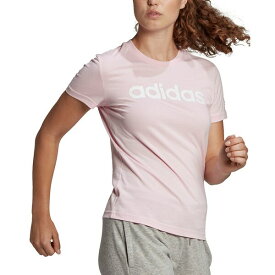アディダス レディース Tシャツ トップス Women's Essentials Cotton Linear Logo T-Shirt Clear Pink/white
