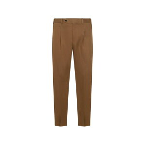 PT�g���m �����Y �J�W���A���p���c �{�g���X Button-fastening pleated cotton trousers Brown