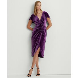 ラルフローレン レディース ワンピース トップス Women's Velvet Flutter-Sleeve Cocktail Dress Dark Purple