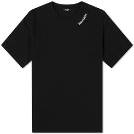 バルマン メンズ Tシャツ トップス Balmain Stitch Logo T-Shirt Black