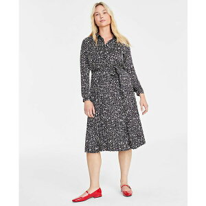 I T[eBtH[X fB[X s[X gbvX Women's Long-Sleeve Pleated Shirtdress, Created for Macy's Bloom Combo