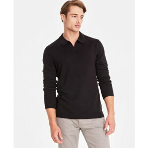 At@j Y jbg&Z[^[ AE^[ Men's Long-Sleeve Johnny Collar Merino Sweater, Created for Macy's Deep Black