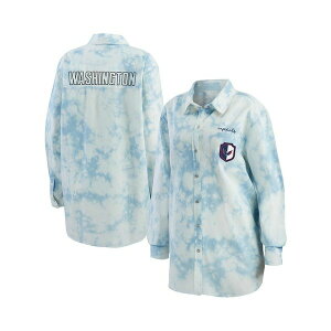 �E�F�A �o�C �G�����E�A���h�����[�Y ���f�B�[�X �J�b�g�\�[ �g�b�v�X Women's White Washington Capitals Oversized Tie-Dye Button-Up Denim Shirt White