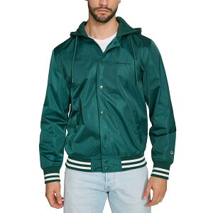 `sI Y WPbgu] AE^[ Men's Jersey Hood Varsity Bomber Jacket Rain Forest
