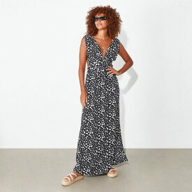 【送料無料】 アイソウイットファースト レディース ワンピース トップス Printed Cut Out Ruched Shoulder Maxi Dress BLACK LEOPARD