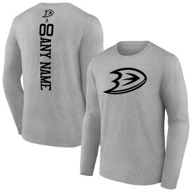ファナティクス メンズ Tシャツ トップス Anaheim Ducks Fanatics Branded Personalized Name & Number Long Sleeve TShirt Heather Gray