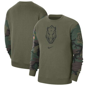【送料無料】 ナイキ メンズ パーカー・スウェットシャツ アウター Arkansas Razorbacks Nike Military Pack Club Pullover Sweatshirt Olive