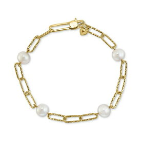 エフィー コレクション レディース ブレスレット・バングル・アンクレット アクセサリー EFFY&reg; Cultured Freshwater Pearl (7mm) Large Paperclip Link Bracelet in 18k Gold-Plated Sterling Silver Gold Over Silver