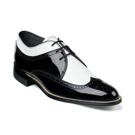 ステイシーアダムス メンズ ドレスシューズ シューズ Dayton Wing-Tip Lace-Up Shoes Black Patent and White Leather