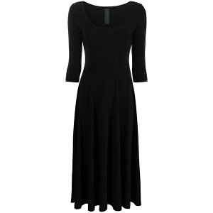 �m�[�}�J�}�� ���f�B�[�X �����s�[�X �g�b�v�X U-neck skater midi dress Black