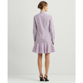 ラルフローレン レディース ワンピース トップス Women's Striped Broadcloth Tie-Neck Shirtdress Purple Multi