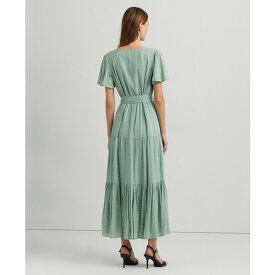 ラルフローレン レディース ワンピース トップス Women's Shadow-Gingham Belted Cotton-Blend Dress Soft Laurel