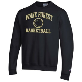 チャンピオン メンズ パーカー・スウェットシャツ アウター Wake Forest Demon Deacons Champion Basketball Icon Pullover Crewneck Sweatshirt Black