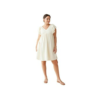 �C���O���b�h �A���h �C�U�x�� ���f�B�[�X �����s�[�X �g�b�v�X Maternity Ingrid + Isabel Materniy Madeline Flutter Sleeve Dress Buttermilk XL Buttermilk