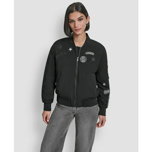 _i L j[[N fB[X WPbgu] AE^[ Women's Pins and Patches Long Sleeve Bomber Jacket Black