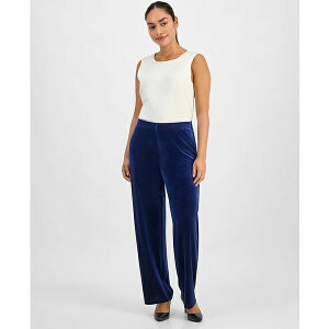 �G�[�P�[ �A�� �N���C�� ���f�B�[�X �J�W���A���p���c �{�g���X Petite Velour Mid Rise Wide-Leg Pants Admiral Blue