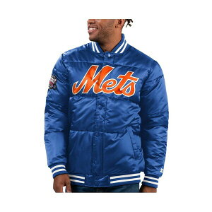 X^[^[ Y WPbgu] AE^[ Men's Royal New York Mets Bronx Satin Full-Snap Bomber Jacket Royal