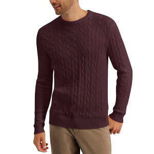 Nu[ Y jbg&Z[^[ AE^[ Men's Cable-Knit Cotton Sweater, Created for Macy's Red Plum