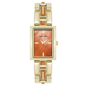 ANC fB[X rv ANZT[ Women's Quartz Red Aventurine Gemstone Accented Gold-Tone Alloy Metal Bracelet Watch, 21mm Red/Gold-Tone