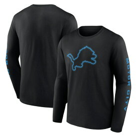 ファナティクス メンズ Tシャツ トップス Detroit Lions Fanatics Branded Motor City Muscle Team Long Sleeve TShirt Black