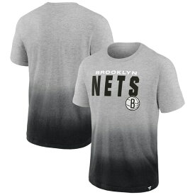 ファナティクス メンズ Tシャツ トップス Brooklyn Nets Fanatics Branded Board Crasher DipDye TShirt Heathered Gray/Black