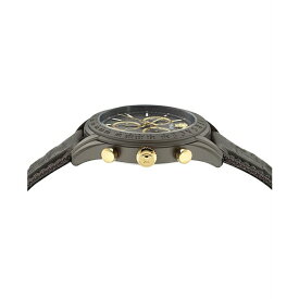 ヴェルサーチ レディース 腕時計 アクセサリー Men's Swiss Chronograph Gray Leather Strap Watch 44mm Gun