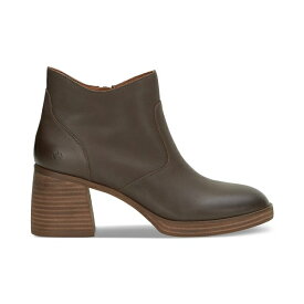 ラッキーブランド レディース ブーツ シューズ Women's Quinlee Block-Heel Ankle Booties Chocolate Leather