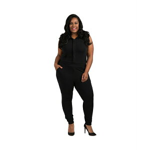 |GeBbNWXeBX fB[X s[X gbvX Plus Size Sleeveless Collared Jumpsuit Black
