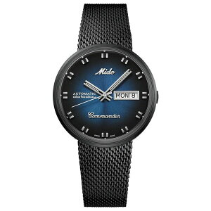 ~h Y uXbgEoOEANbg ANZT[ Men's Swiss Automatic Commander Shade Black PVD Stainless Steel Mesh Bracelet Watch 37mm Black