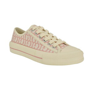 QX fB[X Xj[J[ V[Y Women's Carey Jacquard Logo Low-Top Lace-Up Sneakers Medium Pink Logo