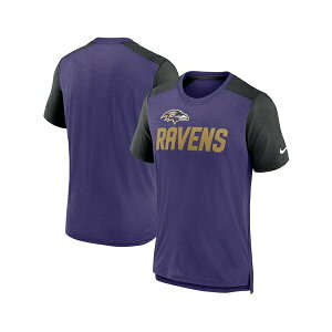 �i�C�L �����Y �V���c �g�b�v�X Men's Heathered Purple, Heathered Black Baltimore Ravens Color Block Team Name T-shirt Heathered Purple, Heathered Black