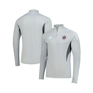 AfB_X Y p[J[EXEFbgVc AE^[ Men's Silver New England Revolution 2025 AEROREADY Quarter-Zip Long Sleeve Training Sweatshirt Silver