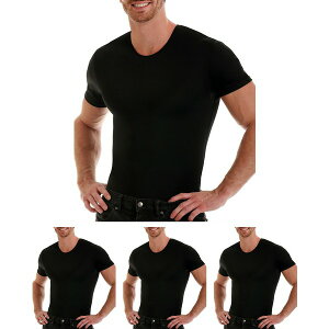 �C���X�^�X���� �����Y �V���c �g�b�v�X Men's Big & Tall Insta Slim 3 Pack Compression Short Sleeve Crew-Neck T-Shirts Black