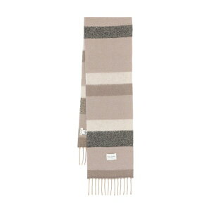 �}���R�|�[�� ���f�B�[�X �}�t���[�E�X�g�[���E�X�J�[�t �A�N�Z�T���[ Striped-pattern fringed scarf Neutrals