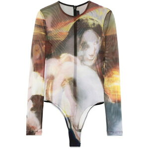 �}�O���[ ���f�B�[�X �V���c �g�b�v�X Sunset sees sheer bodysuit Green