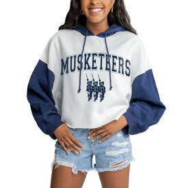 ゲームデイ レディース パーカー・スウェットシャツ アウター Xavier Musketeers Gameday Couture Women's Good Time Colorblocked Cropped Hoodie Navy/White