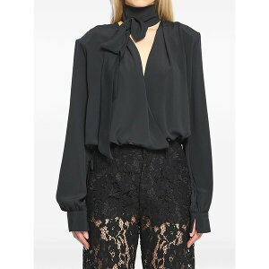�t�F�f���J�E�g�V ���f�B�[�X �V���c �g�b�v�X Cross-over blouse Black