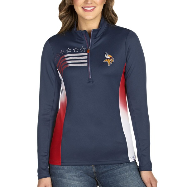 アンティグア レディース ジャケット＆ブルゾン アウター Minnesota Vikings Antigua Women's Liberty QuarterZip Pullover Jacket Navy