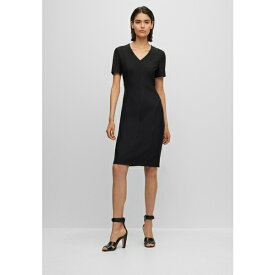 ボス レディース ワンピース トップス V-NECK BUSINESS DRESS WITH SHORT SLEEVES AND FULL LENGTH ZIPPER AT THE BACK - Day dress - black one