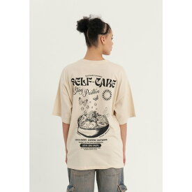 イーブン アンド オド レディース Tシャツ トップス Print T-shirt - beige