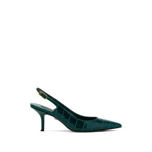���x���g�J���@�� ���f�B�[�X �p���v�X �V���[�Y Croc-effect pointed-toe slingback pumps Green