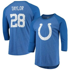 マジェスティックスレッズ メンズ Tシャツ トップス Jonathan Taylor Indianapolis Colts Majestic Threads Name & Number Team Colorway TriBlend 3/4 Raglan Sleeve Player TShirt Royal