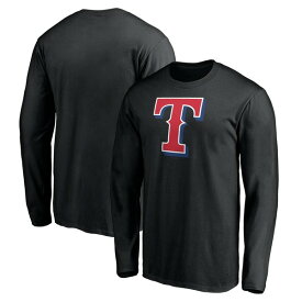 ファナティクス メンズ Tシャツ トップス Texas Rangers Fanatics Branded Official Team Logo Long Sleeve TShirt Black
