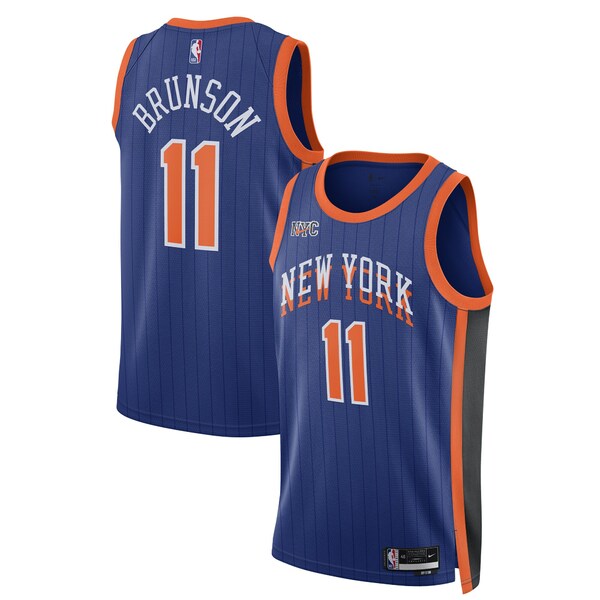 【送料無料】 ナイキ メンズ ユニフォーム トップス Jalen Brunson New York Knicks Nike Unisex 2023/24 Swingman Jersey Blue City Editionのサムネイル