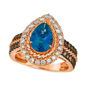 ルヴァン レディース リング アクセサリー Deep Sea Blue Topaz (2 ct. t.w.) & Diamond (1 ct. t.w.) Teardrop Halo Ring in 14k Rose Gold No Color