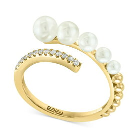 エフィー コレクション レディース リング アクセサリー EFFY&reg; Cultured Freshwater Pearl (2-1/2 - 4-1/2mm) & Diamond (1/10 ct. t.w.) Bypass Ring in 14k Gold 14K Yellow Gold