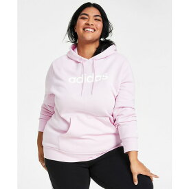 アディダス メンズ パーカー・スウェットシャツ アウター Trendy Plus Size Pullover Logo-Print Fleece Hoodie Clear Pink